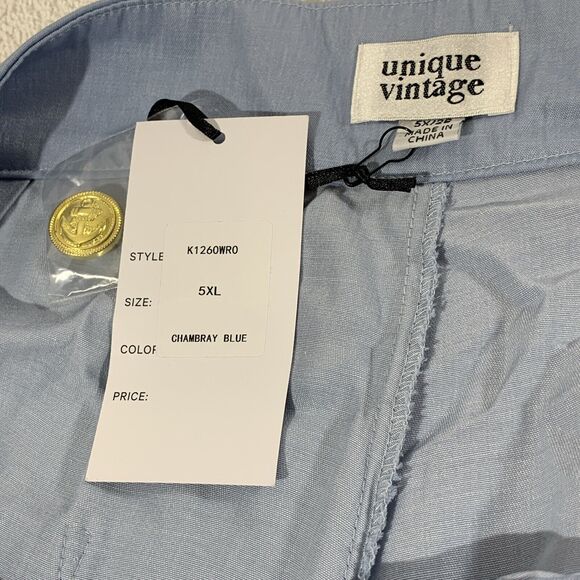 Unique Vintage Chambray Tie Back Overalls Blue Womens 5X 26 - Picture 5 of 6